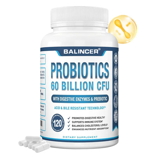 Probiotic + Prebiotic Supplements - Contains Digestive Enzymes To Support Digestive Health and The Immune System