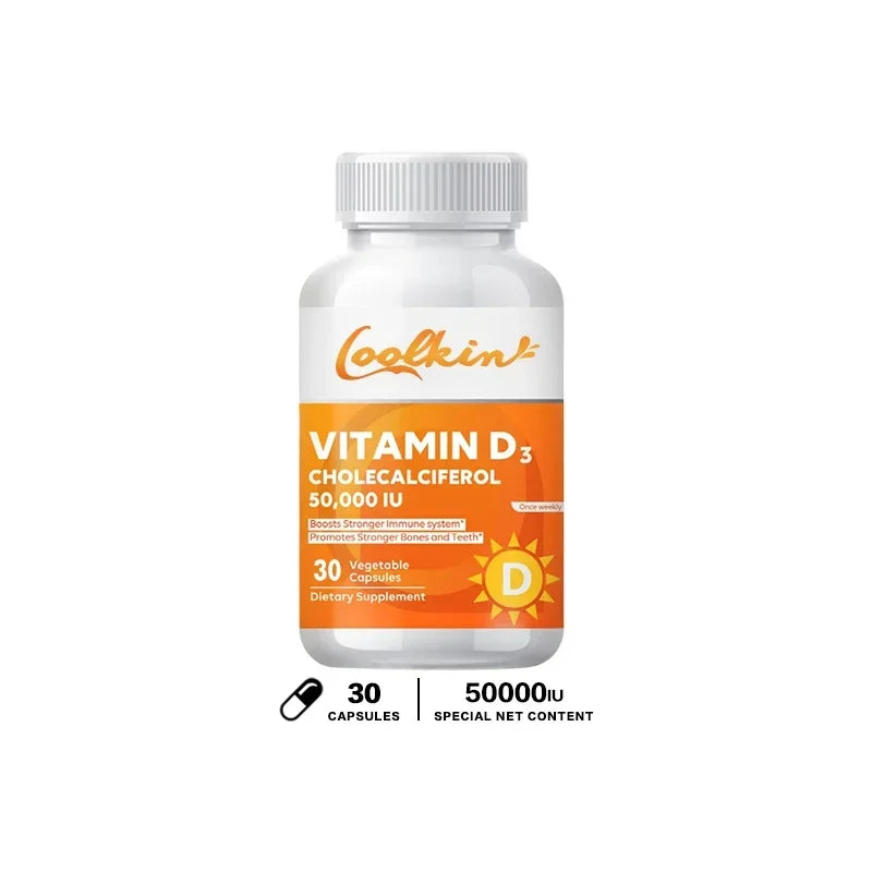 Vitamin D3 Capsules 50,000 IU - Immune Support, Promotes Healthy Muscle and Bone Health