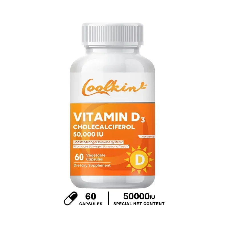 Vitamin D3 Capsules 50,000 IU - Immune Support, Promotes Healthy Muscle and Bone Health