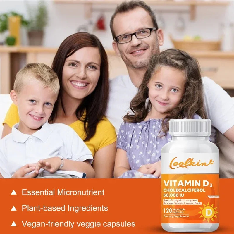 Vitamin D3 Capsules 50,000 IU - Immune Support, Promotes Healthy Muscle and Bone Health