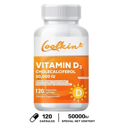 Vitamin D3 Capsules 50,000 IU - Immune Support, Promotes Healthy Muscle and Bone Health